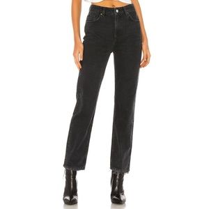 Free People We The Free “Dakota” Black High Waist Straight Leg Jeans size 26
